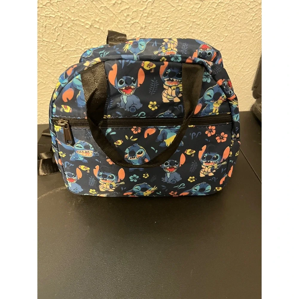 Disney Lilo and Stitch Insulated Lunch Bag Navy Blue Tropical Stitch Print